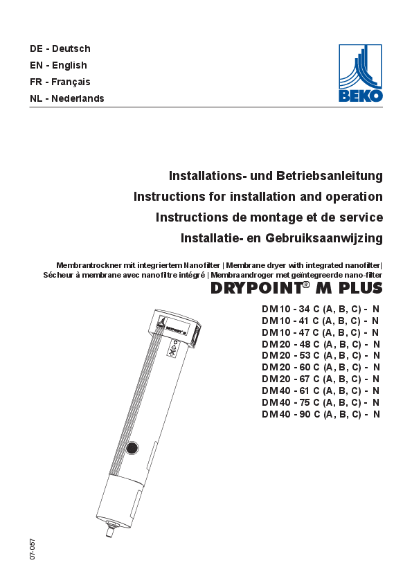 DRYPOINT DM 10-34(41,47)-N, 20-48(53,60)-N, 40-61(75,90)-N